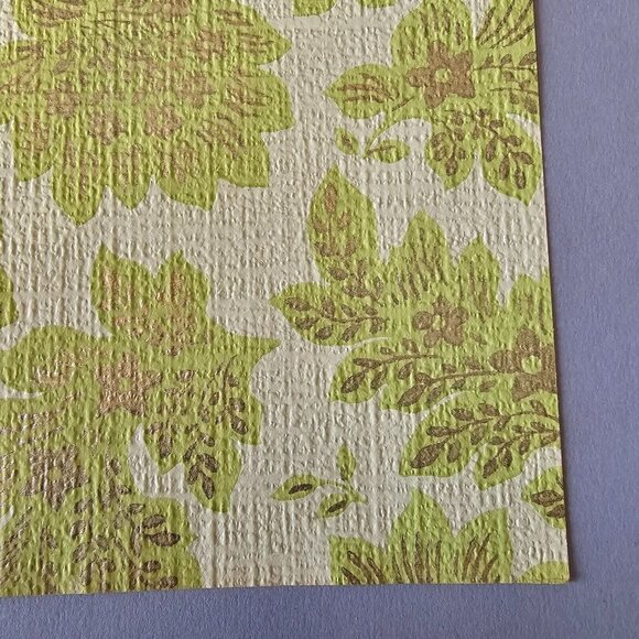 Vintage Wallpaper Sample Sheet 70s Avocado Green Floral Crafting Ephemera Paper - Picture 4 of 9